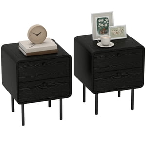 HOMCOM Nightstand Set of 2 with 2 Storage Drawers, Bedside Tables, Black