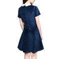 thumbnail image 2 of Unique Bargains Robe Évasée au-Dessus du Genou à Manches Courtes Contrastées avec Col pour Femme TG Bleu, 2 of 5