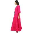 thumbnail image 4 of Bimba Women's 3/4 Sleeve Summer Cotton Maxi Dress Drawstring Waist, 4 of 9