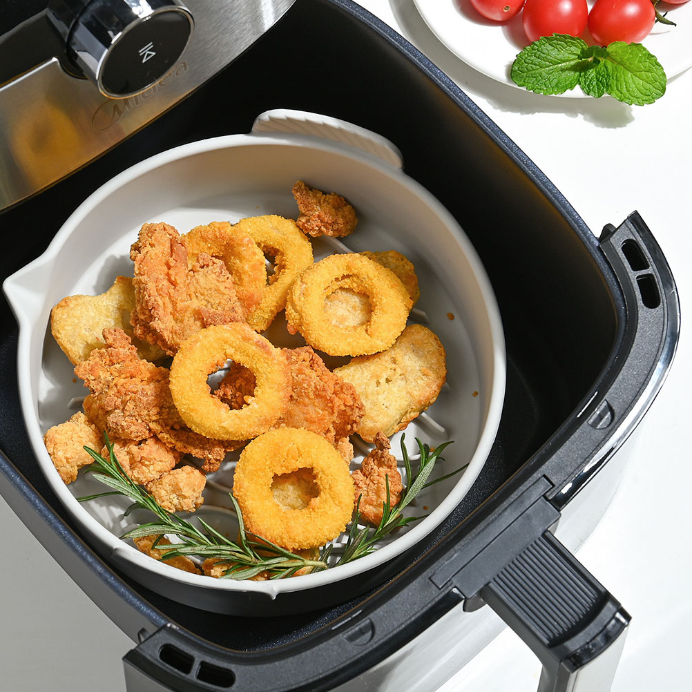 HONMEET Kitchen Air Fryer Silicone Liner Grey Nonstick Pot for Baking Meats Vegetables Desserts