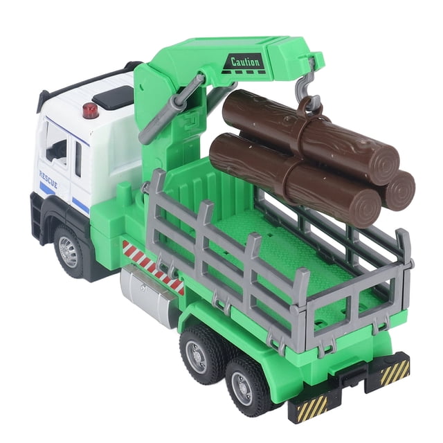 Log Tractor Model, Logging Truck Toy Light Music Effect Ideal Present For 6 Years Old Above Green