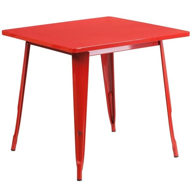 Bowery Hill Table à Manger Carrée Contemporaine en Métal de 31,5 Po, Rouge