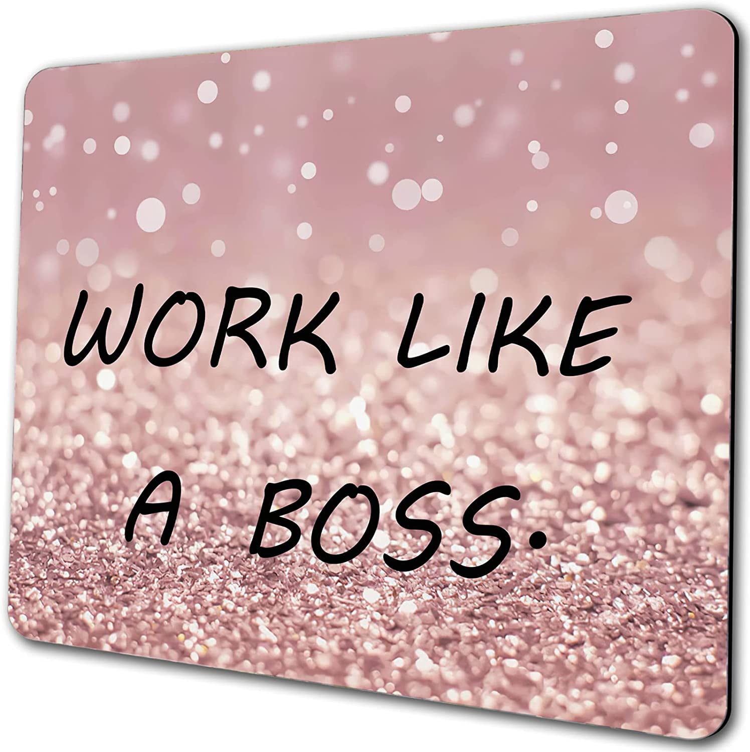 Pink Rose Gold Mouse Pad Glitter Gaming Mousepad Non Slip Rubber Square Small Mouse Pads for Wireless Mouse Laptop Computer Mouse Mat for Women Girly Office Desk Decor Accessories