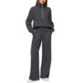 thumbnail image 1 of Women's Fall Matching Set - Half Zip Sweatshirt & Wide Leg Sweatpants - Casual Oversized Outfit S-XXL, 1 of 2