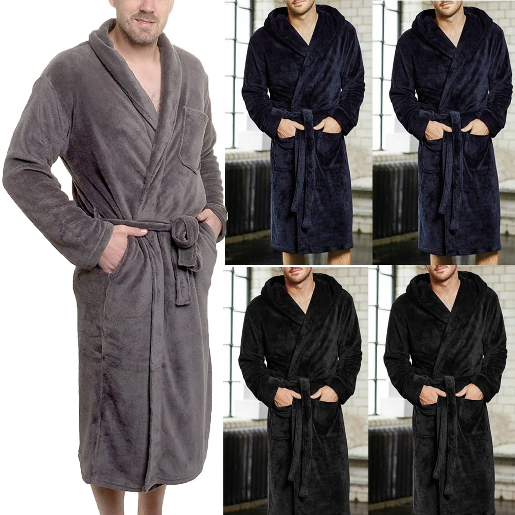 Fashion Mens Cotton Terry Cloth Bathrobe Shawl Collar Velour Spa Robe