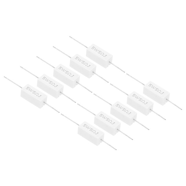 Unique Bargains 5 Ohm Resistors, 10Pcs 5W Ceramic Cement Resistor Power Cement Resistor Kit Tolerance 5% for Power Adapters Audio