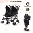 thumbnail image 3 of Babyjoy Foldable Twin Double Stroller Kids Ultralight Umbrella Stroller Pushchair 18 lbs Black, 3 of 9