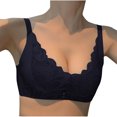 thumbnail image 1 of HVOBTTY Women's Push Up Wireless Bra, Fashion Women Solid Color Perspective Lace No Rims Fixed Cup Gathering Daily Bra Black, 38, 1 of 4
