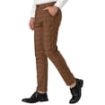 thumbnail image 4 of INSPIRE CHIC Men's Plaid Slim Fit Flat Front Dress Pants with Pockets 30 Dark Brown, 4 of 7