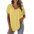 thumbnail image 1 of Yubnlvae T-Shirt Décontracté à Poche à Manches Courtes pour Femmes, T-Shirt Décontracté à la Mode pour Femmes Uni avec Poche, Liquidation! Uni, Col Rond, Jaune, m, 1 of 4