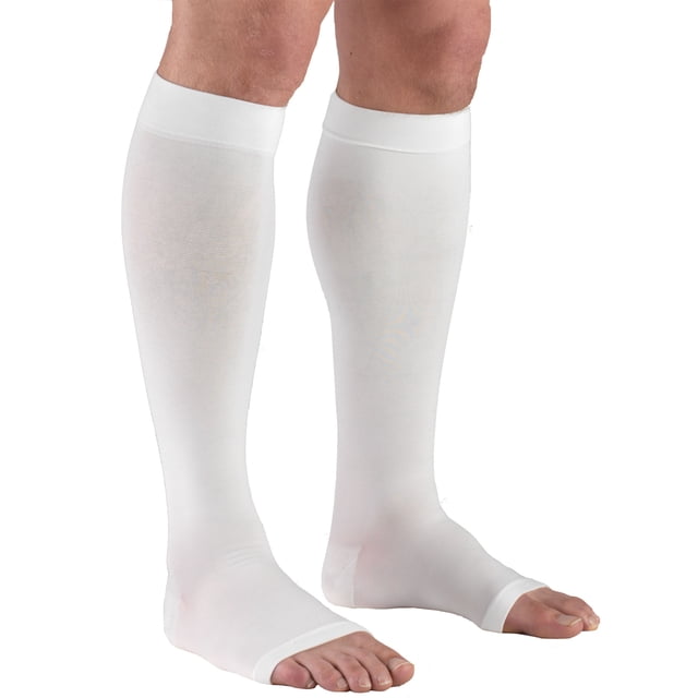 Truform Knee High Stockings, Open Toe: 20 - 30 mmHg, White, 2X-Large