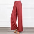 thumbnail image 2 of Diufon Straight Pants for Women Elastic High Waist Drawstring Pants Cotton Solid Color Lounge Wide Leg Pants, 2 of 5