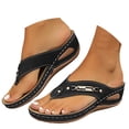 thumbnail image 1 of Womens Wedge Orthopedic Flip Flops Slides Sandals for Plantar Fasciitis Comfortable Walking Dress Slip on, 1 of 6