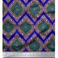 thumbnail image 1 of Soimoi Blue Poly Georgette Fabric Seamless Damask Decor Fabric Printed Yard 42 Inch Wide, 1 of 3