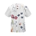 thumbnail image 5 of LOVZFMLL Hauts d'Été pour Femmes Femmes Mode Été Pli Imprimé Régulier Femmes Manches Courtes Col en V Bouton Haut, 5 of 5