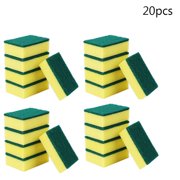Rbaofujie Heavy Duty Scrub Sponges - Dishwashing Sponge Along with A Tough Scouring Pad - Ideal for Cleaning Kitchen, Dishes, Bathroom - Yellow - 20 Dish sponges