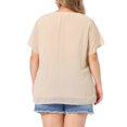 thumbnail image 3 of Agnes Orinda Women's Plus Size Tops Swiss Dots Short Sleeve Notched Neck Spring Summer Blouses 3X Beige, 3 of 6