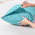 thumbnail image 4 of Staron Cooling Pillow Cases Queen Size Set of 2, Soft Brushed Microfiber Breathable Cooling Pillow Case for Hot Sleepers with Envelope Closure, Blue Pillow Cases, 4 of 6