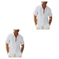 thumbnail image 1 of pitrice Men Shirt Casual Short Sleeve Breathable Replacement Button Down Solid Color Fashionable Home Dating Shirts Top White XL 2Set, 1 of 6