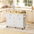 thumbnail image 2 of HOMCOM 55" Kitchen Island with Power Outlet & Drop Leaf Kitchen Cart White, 2 of 10