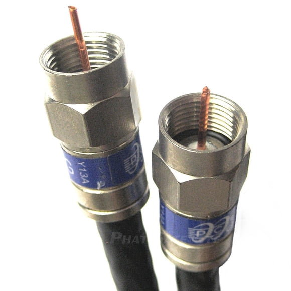 PHAT SATELLITE INTL – RG6 Coaxial Cable with Weather Sealed F-Connectors, 18AWG 75 Ohm, Antenna Ham Radio Modem Internet Cellular Booster Coax (60 feet, Black)