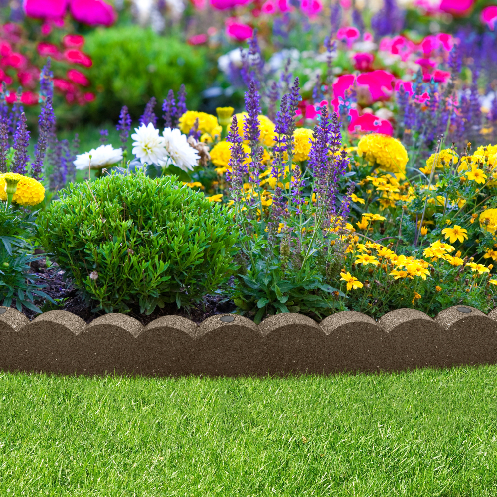 EzBorder Scallop Garden Border 2" Thick in Earth Colour - 2 Pack