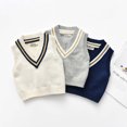 thumbnail image 3 of Xingqing Gilet en Tricot Sans Manches Uni pour Tout-Petit Garçon Fille, Chandail, Hauts, Chemises, Vêtements d'Automne Hiver, 3 of 9