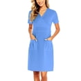 thumbnail image 1 of XDZJLR Robes pour Femmes Formelles Courtes avec Poche Manches de Travail Uni Col en V Jupe Unie, 1 of 5