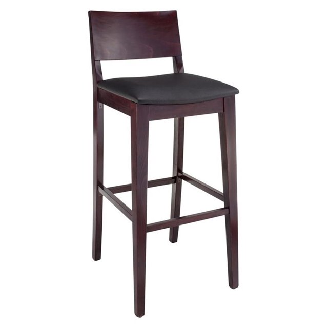 Bazil Bar Stool in Dark Mahogany with Upholstered Seat