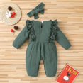 thumbnail image 2 of Combinaison une-Pièce à Manches Longues pour Bébé Fille avec Volants et Nœud, Justaucorps en Coton, Bandeau, Tenues, 2 of 3