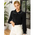 thumbnail image 3 of INSPIRE CHIC Women's Sweet Ruffle Peter Pan Collar Button Up Work Shirts Black M, 3 of 6