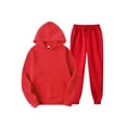 thumbnail image 1 of Innerwin Sweatshirts+Pant Outfits Two Pieces Men Tracksuit Set Sports 2 Pcs Fleece Jogger Sets Red S, 1 of 2