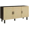thumbnail image 1 of HOMCOM Boho Sideboard, Coffee Bar Cabinet with Rattan Doors, Black, 1 of 10