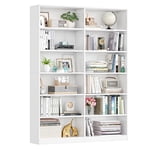Homfa 74.3” Double largeur 6-Tier Bibliothèque, Extra Grand En bois Display Freestanding Librairie pour Home Office Salon, Blanc