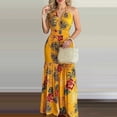 thumbnail image 2 of bbymog Robes Femmes Mode Plage Imprimé Tropical Été Col en V Sans Manches Robe Décontractée Coupe Ample Longues Robes pour Femmes Jaune TG, 2 of 4