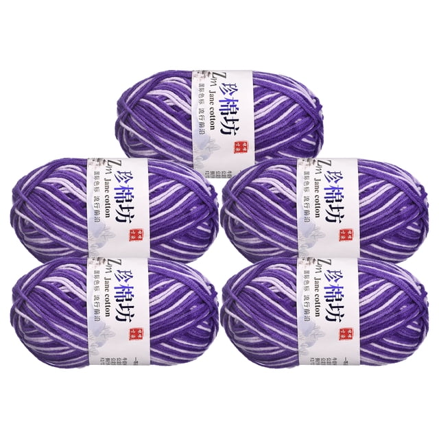 Unique Bargains Cotton Blend Purple Yarn, 5 Pack