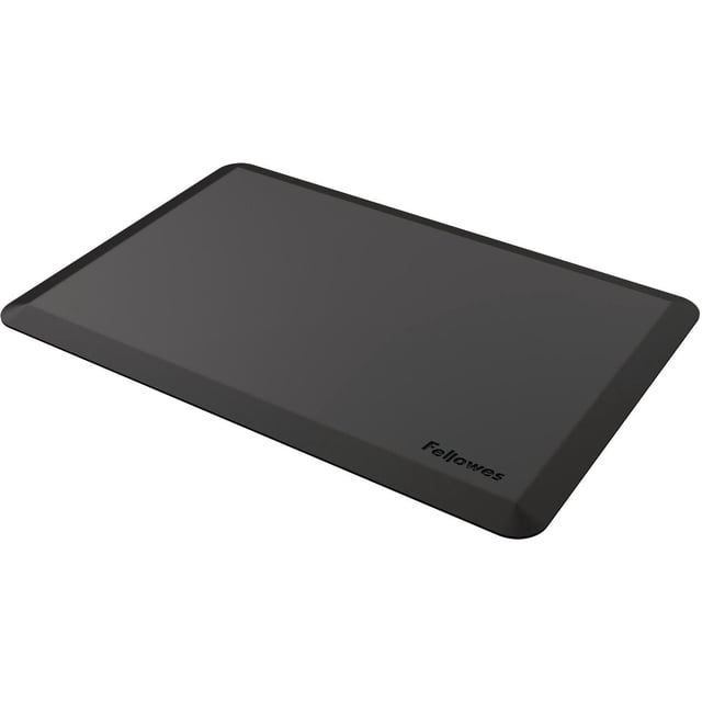 Fellowes Anti-Fatigue Tapis de Bien-être pour Bureau Debout, 36 x 24 Pouces, Tapis de Sol Rectangulaire Anti-Fatigue Noir avec Bords Biseautés pour Prévenir les Dangers de Trébuchement, surface Lisse et logo Fellowes, Conçu pour Soutenir les Mouvements Subtils et Réduire la fatigue Debout, Convient aux Bureaux Assis-Debout.