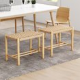 thumbnail image 2 of Gymax 18'' Dining Stool Set of 2 Backless w/ Rubber Wood Frame Woven Paper Seat Kitchen, 2 of 8