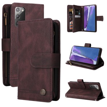 Case for Samsung Galaxy Note 20 Ultra 5G Cover Zipper Pocket Wallet Case Magnetic Protective - Braun