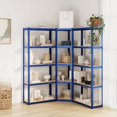 thumbnail image 1 of vidaXL 5-Layer Shelves 3 pcs Blue Steel&Engineered Wood, 1 of 5