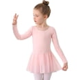 thumbnail image 2 of Robes pour Bébé Fille Manches Longues Robe de Ballet Unie Danse pour Enfants Filles Justaucorps Tutu Tenue Performance Pratique Robe Douce Extensible Robes Enfants Rose 3 Ans-4 Ans, 2 of 6