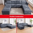 thumbnail image 4 of Puremind U Shaped Sectional Couch, 8 Seater Modular Sectional Sofa with Storage Ottoman and Adjustable Armrests for Living Room, Dark Gray, 4 of 8