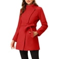 thumbnail image 4 of INSPIRE CHIC Manteau Trench Long Classique d'Hiver pour Femme à Col Montant avec Ceinture à Nouer TP Rouge, 4 of 7