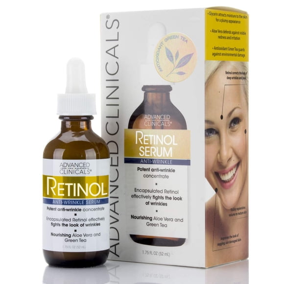 Advanced Clinicals Sérum Hydratant Visage au Rétinol Soins de la Peau pour le Visage Concentré de Rétinol Réduit l'Apparence des Rides et des Ridules Aloe Vera Nourrissant et Thé Vert 175 Fl Oz