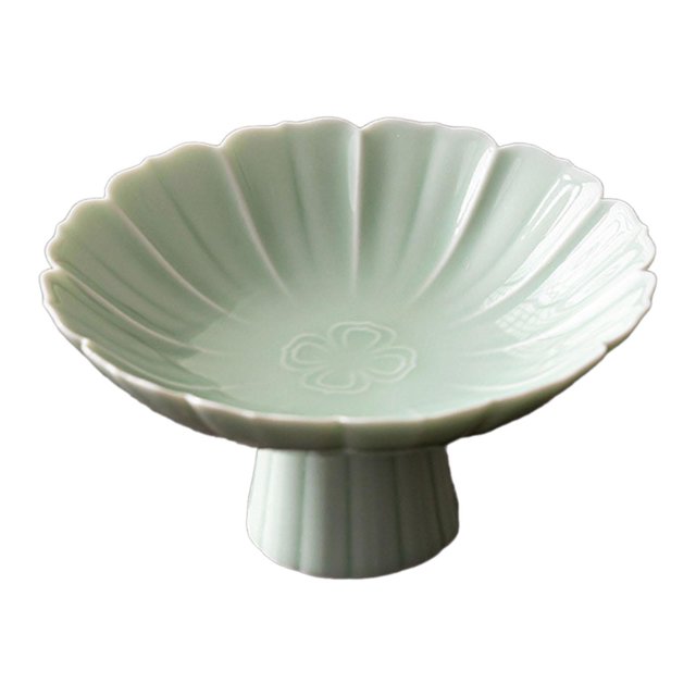 Abbracc Ceramic Footed Bowl Countertop Decorative for Home Decor Kitchen Living Room Light Green