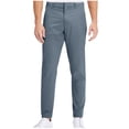 thumbnail image 1 of Men's Business Casual Pants Solid Color Zipper Button Straight Leg Pant Comfortable Stretchy Twill Trousers Dark Gray L, 1 of 6