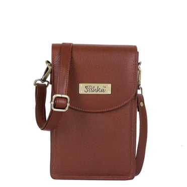 Sishka Womens   Brown Genuine Leather Ladies Wallet – Compact Crossbody Cell Phone Bag with Shoulder & Sling Carry, Stylish Daily Use