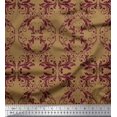 thumbnail image 1 of Soimoi Brown Rayon Fabric Quaterfoil Damask Decor Fabric Printed Yard 42 Inch Wide, 1 of 1