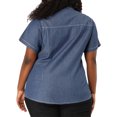thumbnail image 3 of GRACE & GRANDEUR Women's Plus Workout Tops Chest Pocket Button Down Denim Shirts, 3 of 6