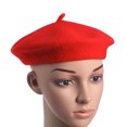thumbnail image 3 of Kids Girls Warm French Style Beret Hat Solid Beanie Winter Autumn (Red), 3 of 4